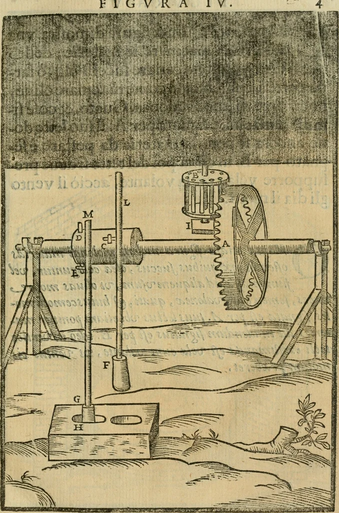 An illustration from Le machine : volume nuouo et di molto artificio da fare effetti marauigliosi tanto spiritali quanto di animale operatione arichito di bellissime figure conle dichiarationi a ciascuna di esse in lingua uolgare et latina, 1629, leaf 18