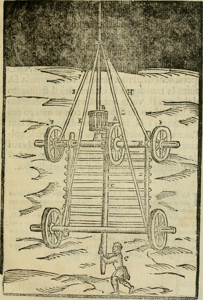 An illustration from Le machine : volume nuouo et di molto artificio da fare effetti marauigliosi tanto spiritali quanto di animale operatione arichito di bellissime figure conle dichiarationi a ciascuna di esse in lingua uolgare et latina, 1629, leaf 30