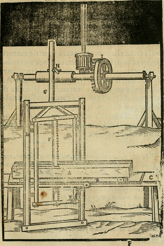 An illustration from Le machine : volume nuouo et di molto artificio da fare effetti marauigliosi tanto spiritali quanto di animale operatione arichito di bellissime figure conle dichiarationi a ciascuna di esse in lingua uolgare et latina, 1629, leaf 46
