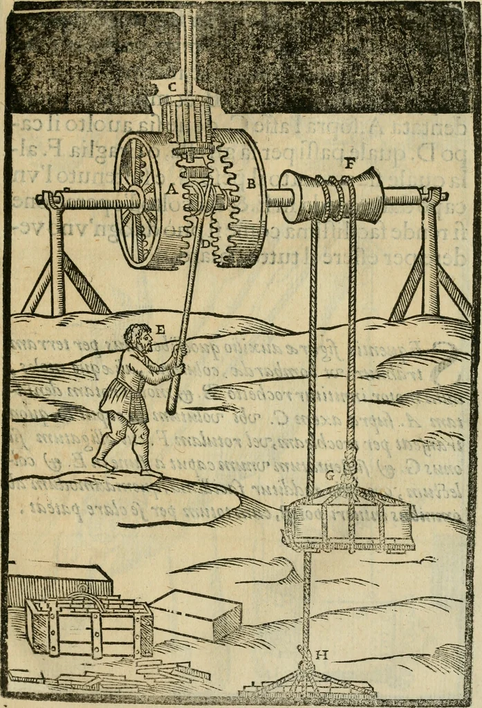 An illustration from Le machine : volume nuouo et di molto artificio da fare effetti marauigliosi tanto spiritali quanto di animale operatione arichito di bellissime figure conle dichiarationi a ciascuna di esse in lingua uolgare et latina, 1629, leaf 52
