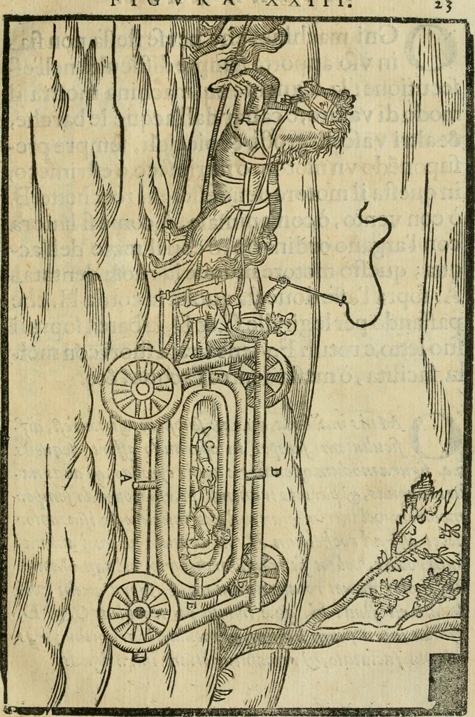 An illustration from Le machine : volume nuouo et di molto artificio da fare effetti marauigliosi tanto spiritali quanto di animale operatione arichito di bellissime figure conle dichiarationi a ciascuna di esse in lingua uolgare et latina, 1629, leaf 56
