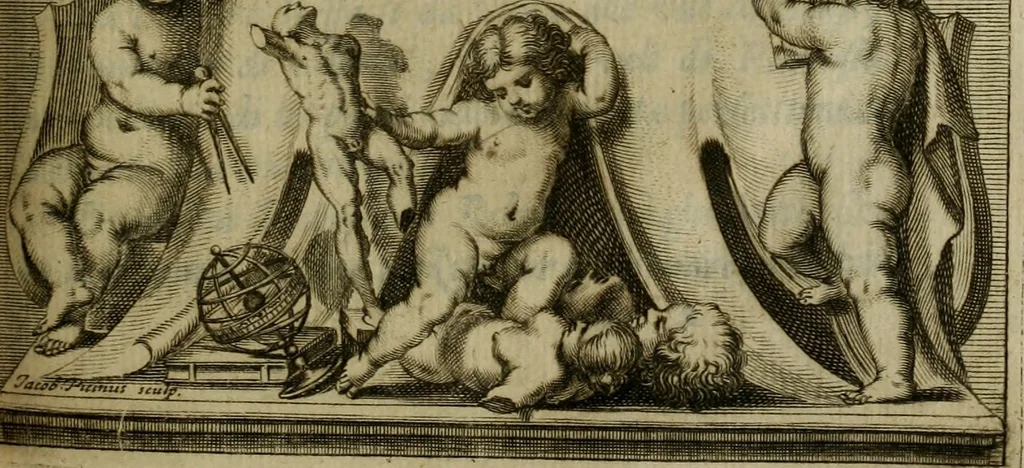 An illustration from Le marauiglie dell'arte, ouero, Le vite de gl'illustri pittori veneti, e dello stato : oue sono raccolte le opere insigni, i costumi, & i ritratti loro : con la narratione delle historie, delle fauole, e delle moralità da quelli dipinte, 1648, leaf 480