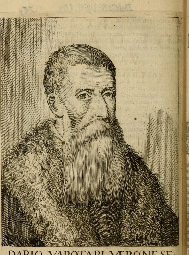 An illustration from Le marauiglie dell'arte, ouero, Le vite de gl'illustri pittori veneti, e dello stato : oue sono raccolte le opere insigni, i costumi, & i ritratti loro : con la narratione delle historie, delle fauole, e delle moralità da quelli dipinte, 1648, leaf 617