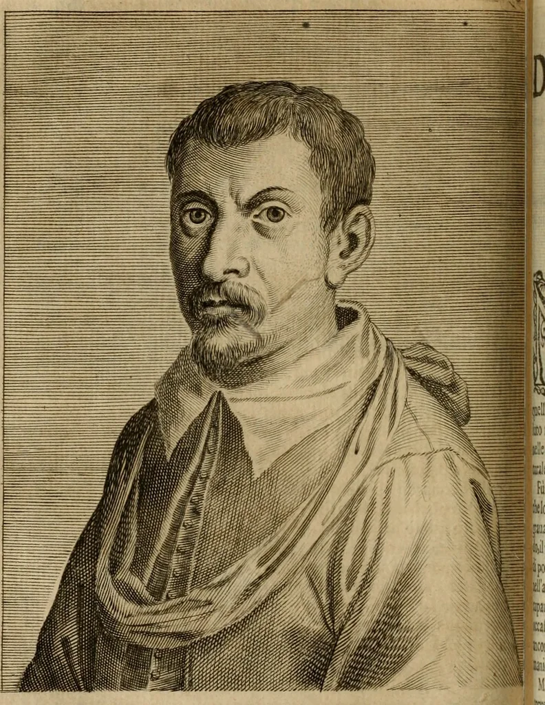 An illustration from Le marauiglie dell'arte, ouero, Le vite de gl'illustri pittori veneti, e dello stato : oue sono raccolte le opere insigni, i costumi, & i ritratti loro : con la narratione delle historie, delle fauole, e delle moralità da quelli dipinte, 1648, leaf 635