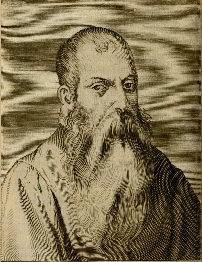 An illustration from Le marauiglie dell'arte, ouero, Le vite de gl'illustri pittori veneti, e dello stato : oue sono raccolte le opere insigni, i costumi, & i ritratti loro : con la narratione delle historie, delle fauole, e delle moralità da quelli dipinte, 1648, leaf 643