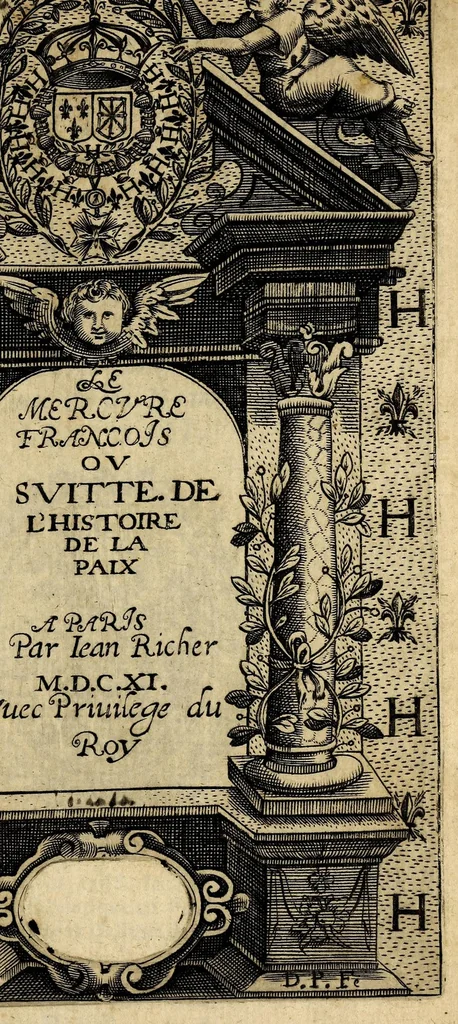 An illustration from Le mercure françois, ou, La suitte de l'histoire de la paix. : Commençant l'an M. D.CV. pour suitte du septenaire du D. Cayer, & finissant au sacre du tres-Chrestien roy de France & de Nauarre Loys XIII. [i.e. Cayet. From 1605 to 1635 by J. and E. Richer, and continued to 1644 by J. Renaudot], 1611, leaf 7