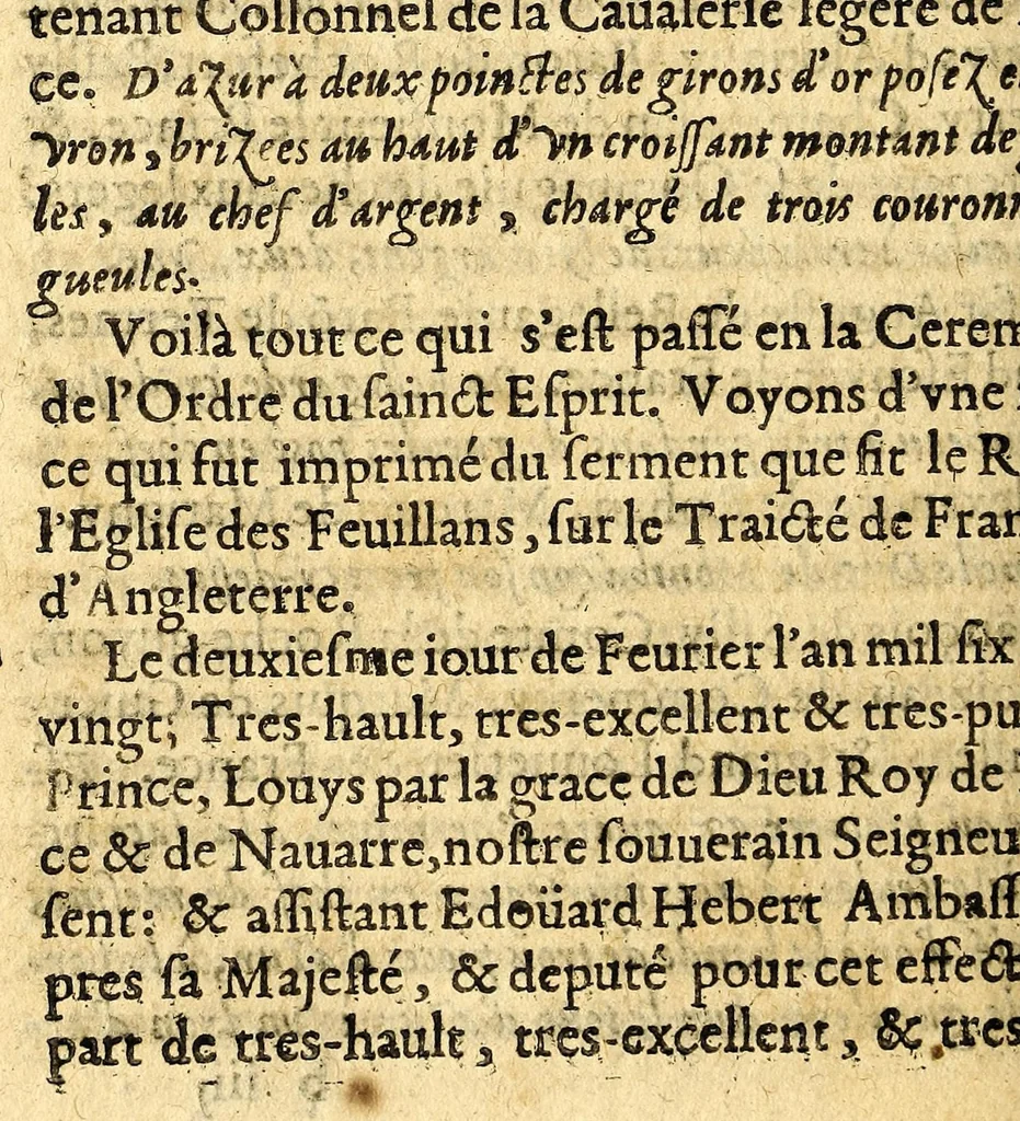An illustration from Le mercure françois, ou, La suitte de l'histoire de la paix. : Commençant l'an M. D.CV. pour suitte du septenaire du D. Cayer, & finissant au sacre du tres-Chrestien roy de France & de Nauarre Loys XIII. [i.e. Cayet. From 1605 to 1635 by J. and E. Richer, and continued to 1644 by J. Renaudot], 1611, leaf 418