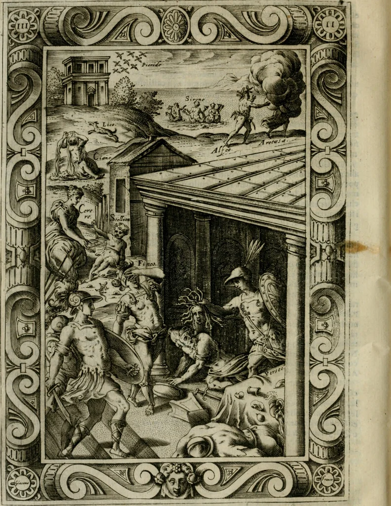 An illustration from Le metamorfosi di Ovidio, 1584, leaf 173
