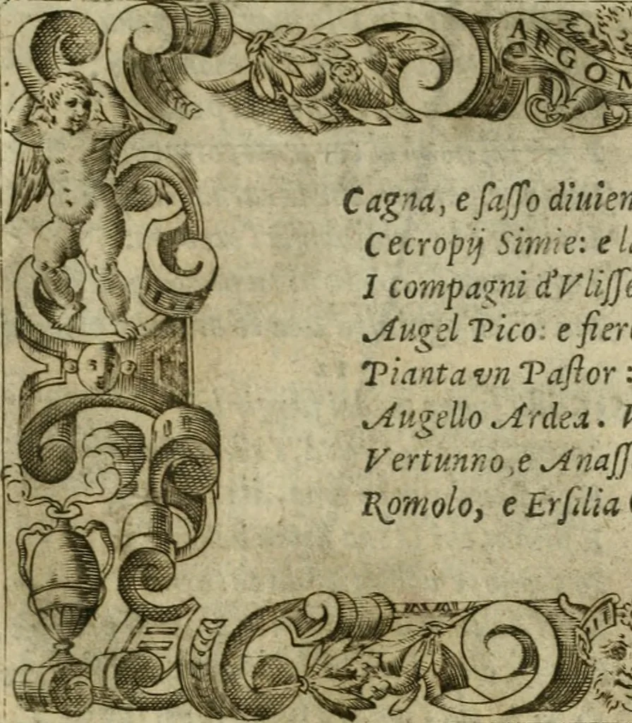 An illustration from Le metamorfosi di Ovidio, 1584, leaf 502