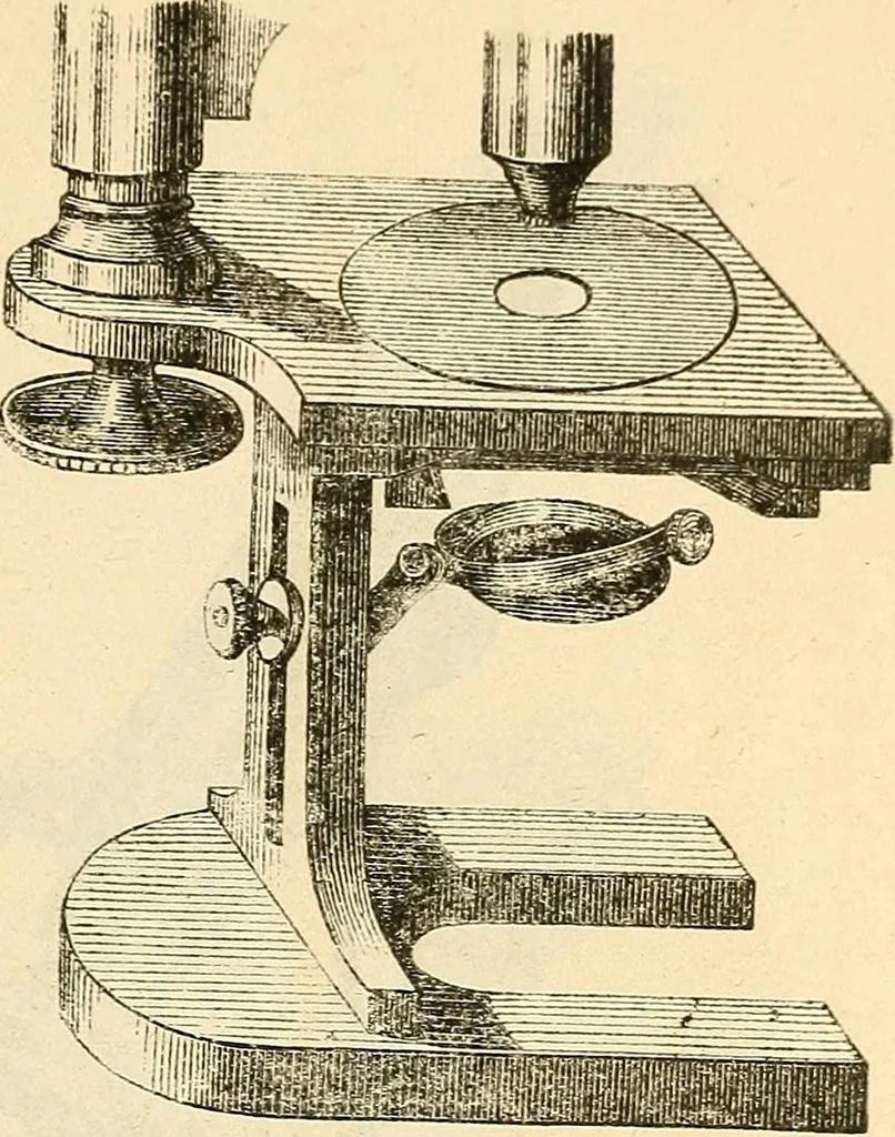 An illustration from Le microscope manuel a l'usage des étudiants, 1867, leaf 52