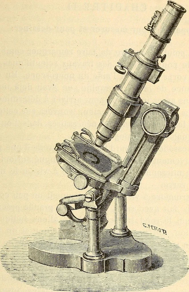 An illustration from Le microscope manuel a l'usage des étudiants, 1867, leaf 54