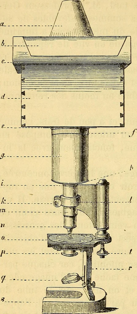 An illustration from Le microscope manuel a l'usage des étudiants, 1867, leaf 67
