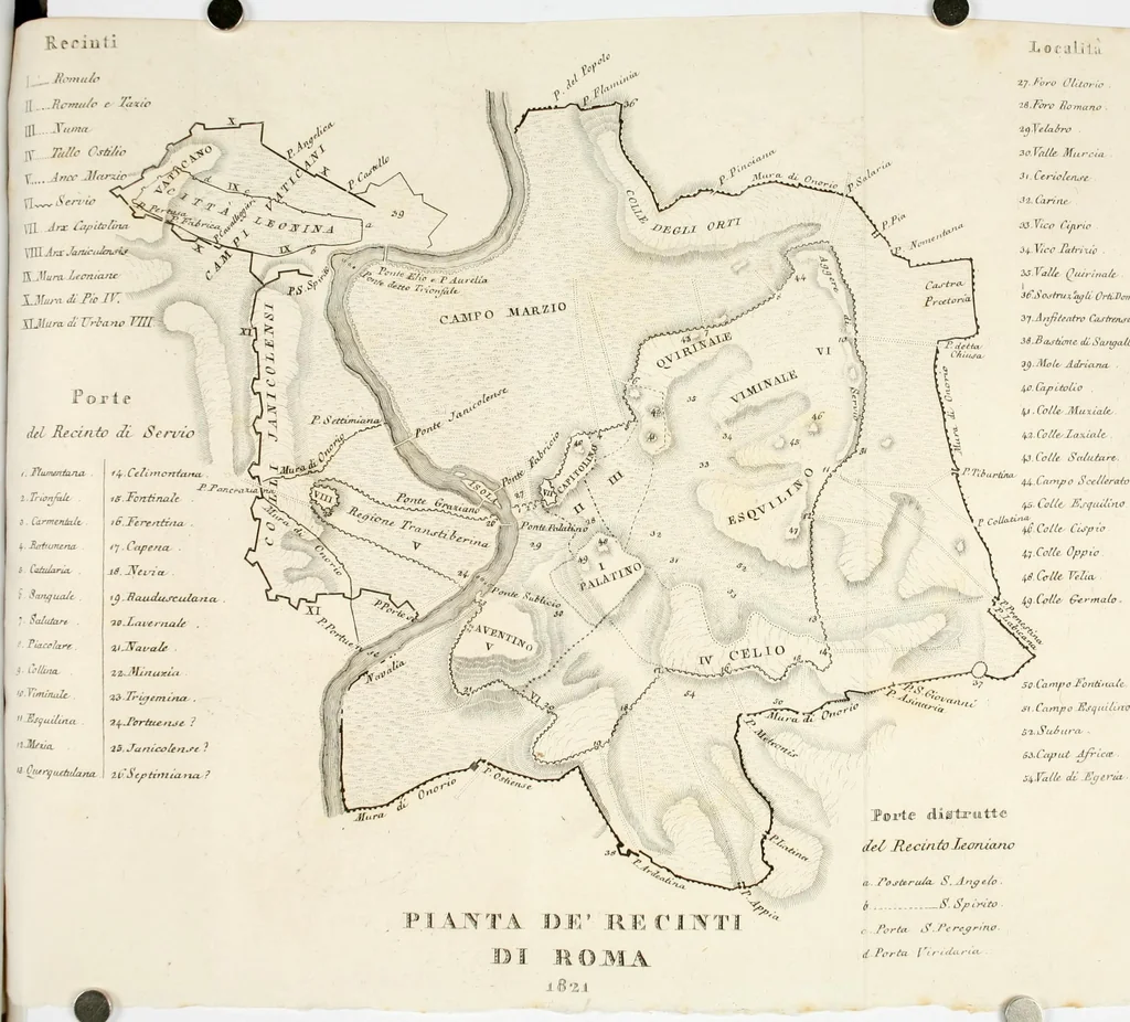An illustration from Le mura di Roma, 1820, leaf 419