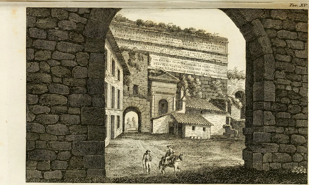 An illustration from Le mura di Roma, 1820, leaf 448