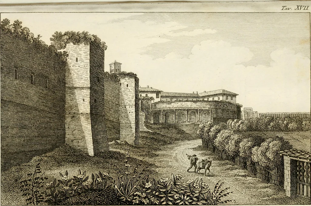 An illustration from Le mura di Roma, 1820, leaf 452