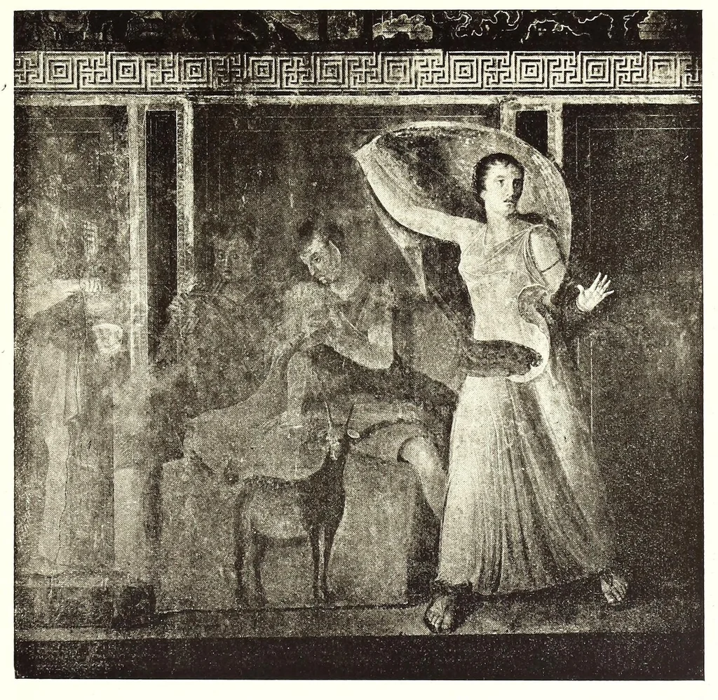 An illustration from Le nozze di Bacco ed Arianna : rappresentazione pittorica spettacolosa nel triclinio di una villa suburbana di Pompei, 1921, leaf 83