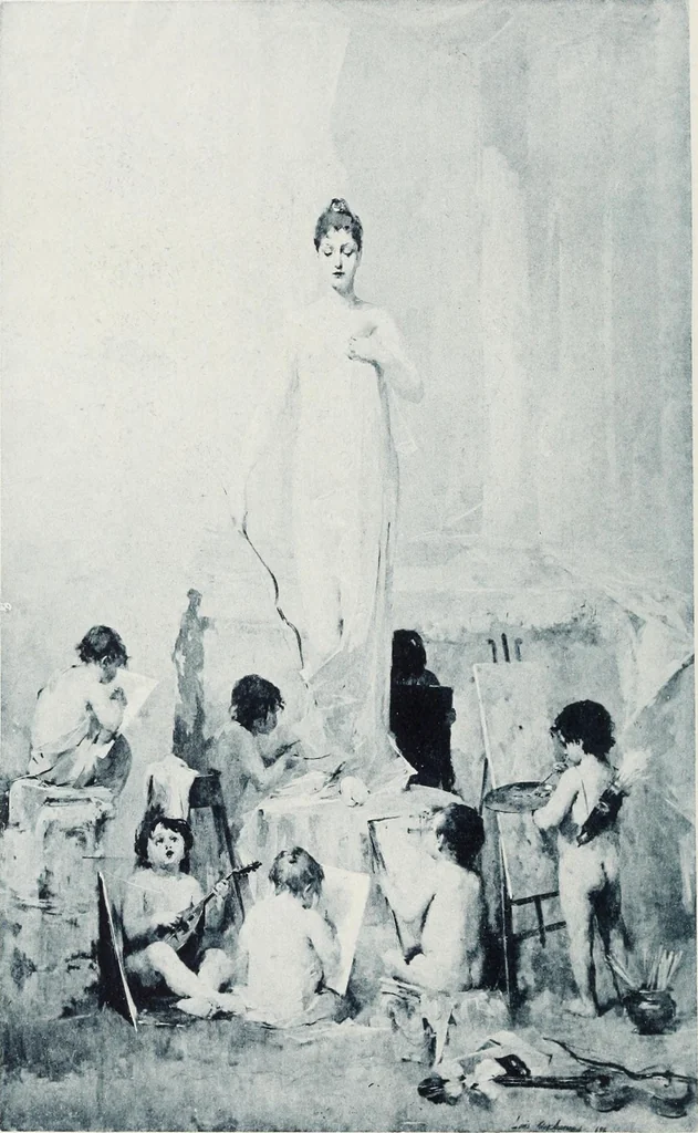 An illustration from Le Nu au salon, 1888, leaf 73