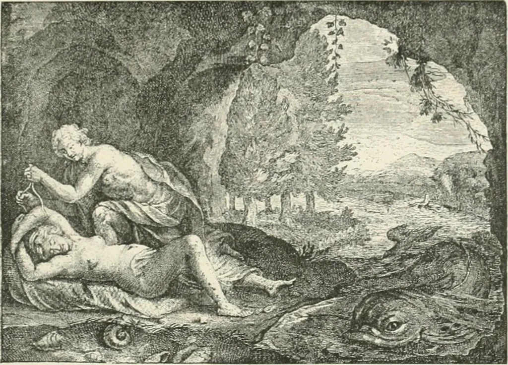 An illustration from Le Nu au salon, 1888, leaf 202