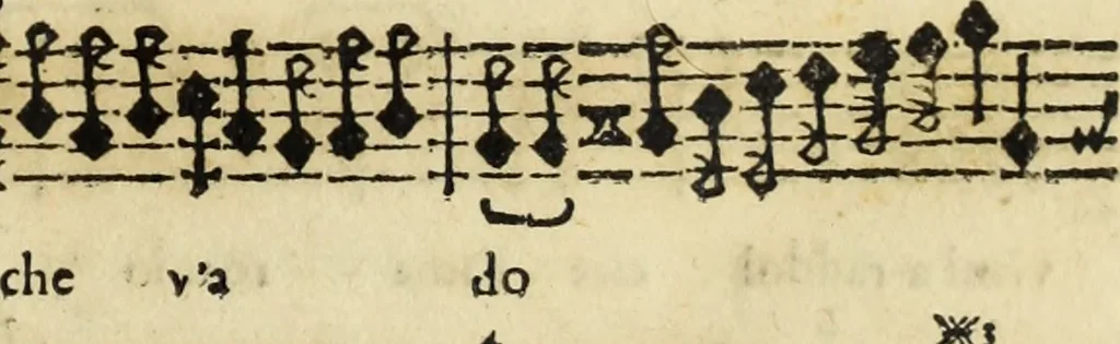 An illustration from Le nvove mvsiche di Givlio Caccini detto Romano, 1602, leaf 16