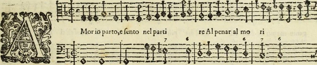 An illustration from Le nvove mvsiche di Givlio Caccini detto Romano, 1602, leaf 18