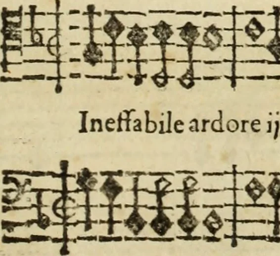 An illustration from Le nvove mvsiche di Givlio Caccini detto Romano, 1602, leaf 32
