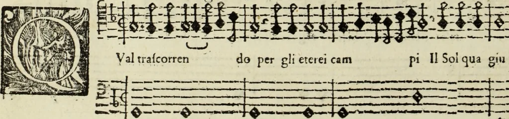 An illustration from Le nvove mvsiche di Givlio Caccini detto Romano, 1602, leaf 35