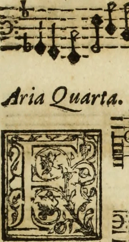 An illustration from Le nvove mvsiche di Givlio Caccini detto Romano, 1602, leaf 44