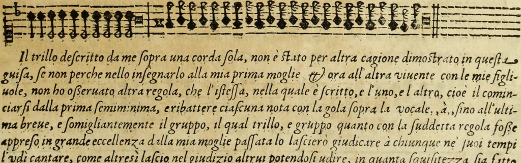 An illustration from Le nvove mvsiche di Givlio Caccini detto Romano, 1602, leaf 8
