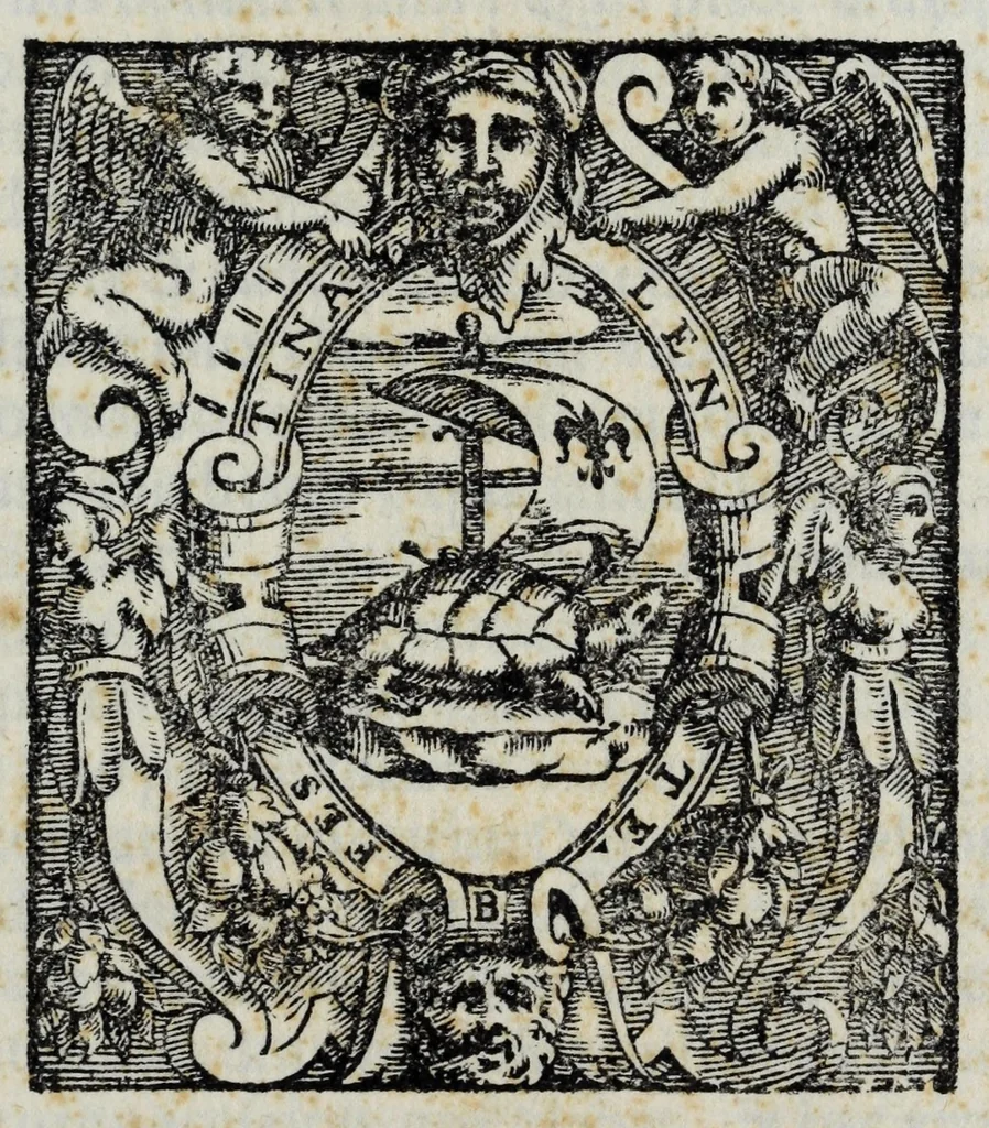 An illustration from Leonardi Ginii cortonensis Oratio, qua sereniss. Ferdinando Medici, cardinali amplissimo, nouo Etruriae magno duci, Senenses gratulantur, 1587, leaf 5