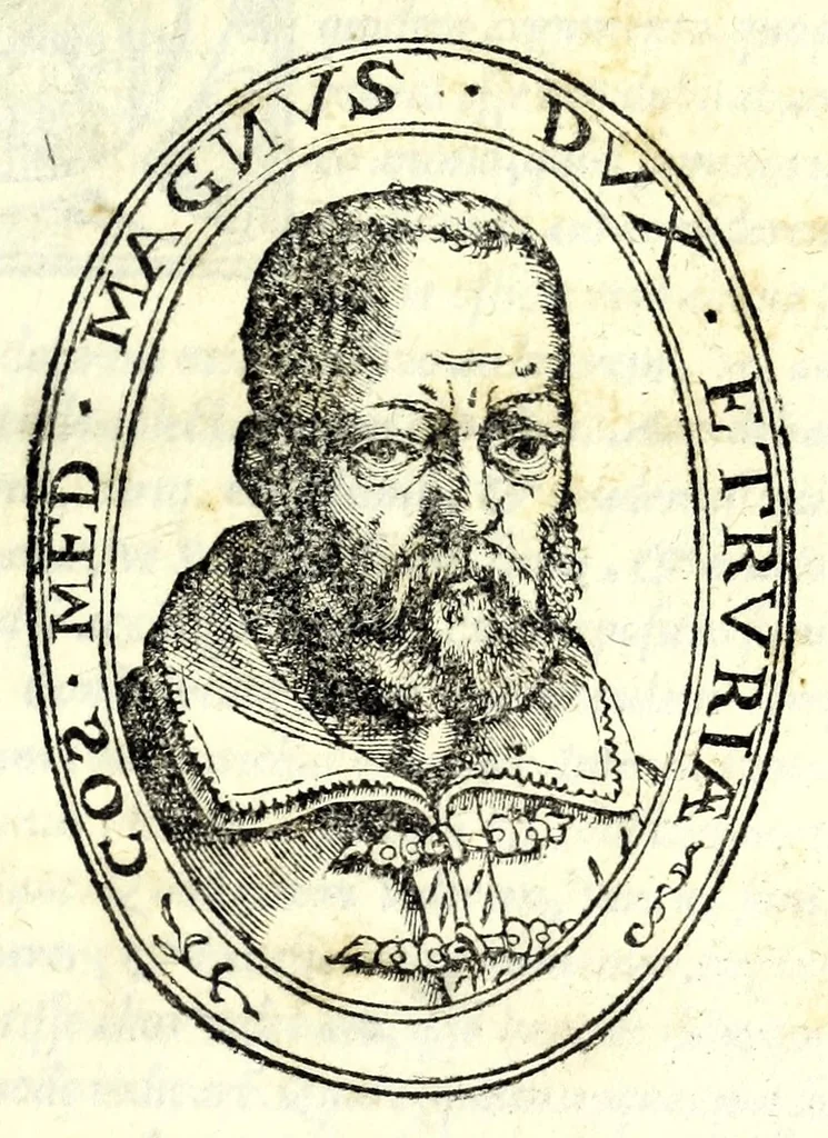 An illustration from Leonardi Ginii Cortonensis In funere serenissimi Cosmi Medicis magni Etruriae ducis funebris laudatio ad Senenses, 1574, leaf 3