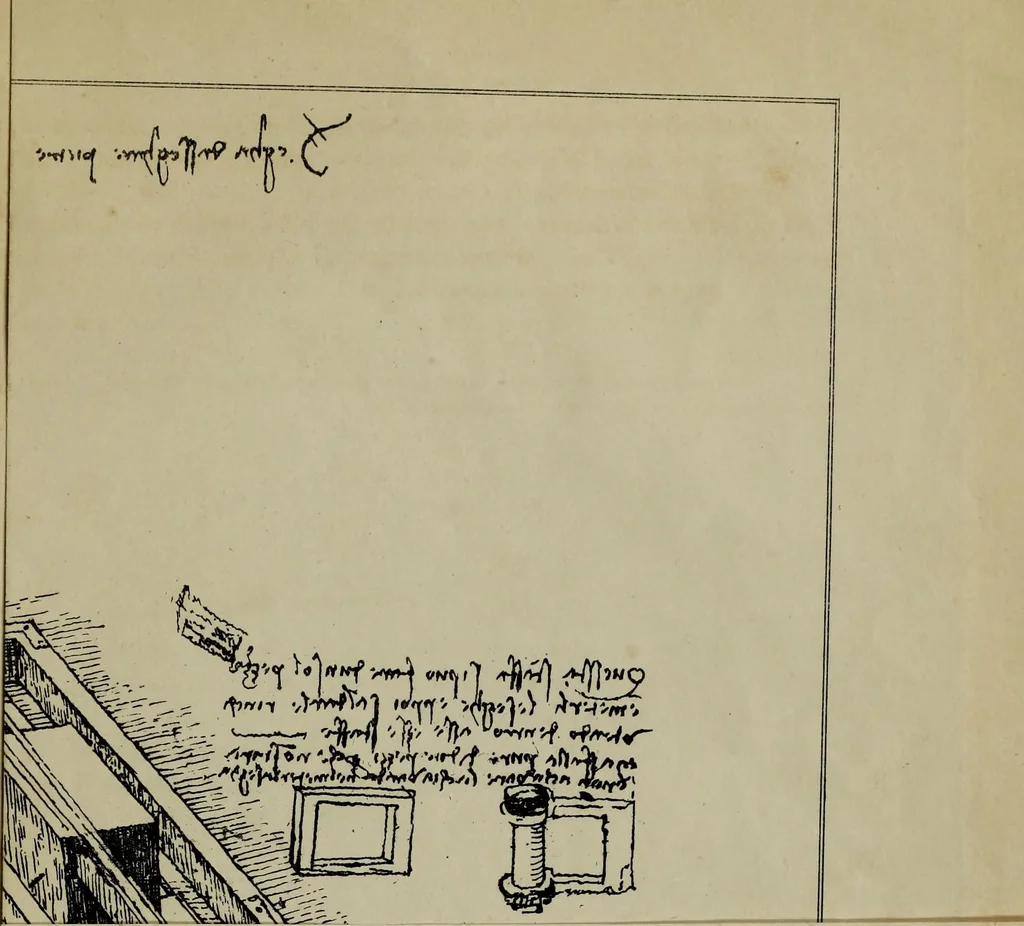 An illustration from Leonardo da Vinci als Ingenieur and Philosoph : ein Beitrag zur Geschichte der Technik und der induktiven Wissenschaften, 1874, leaf 100