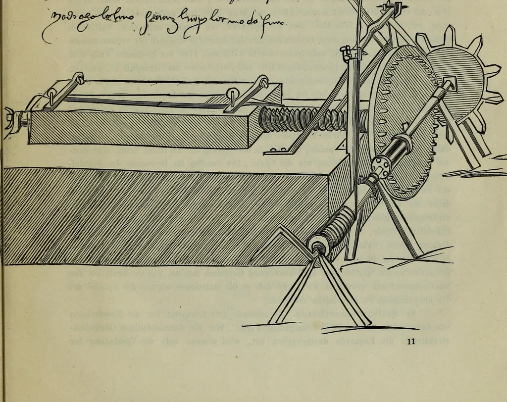 An illustration from Leonardo da Vinci als Ingenieur and Philosoph : ein Beitrag zur Geschichte der Technik und der induktiven Wissenschaften, 1874, leaf 86