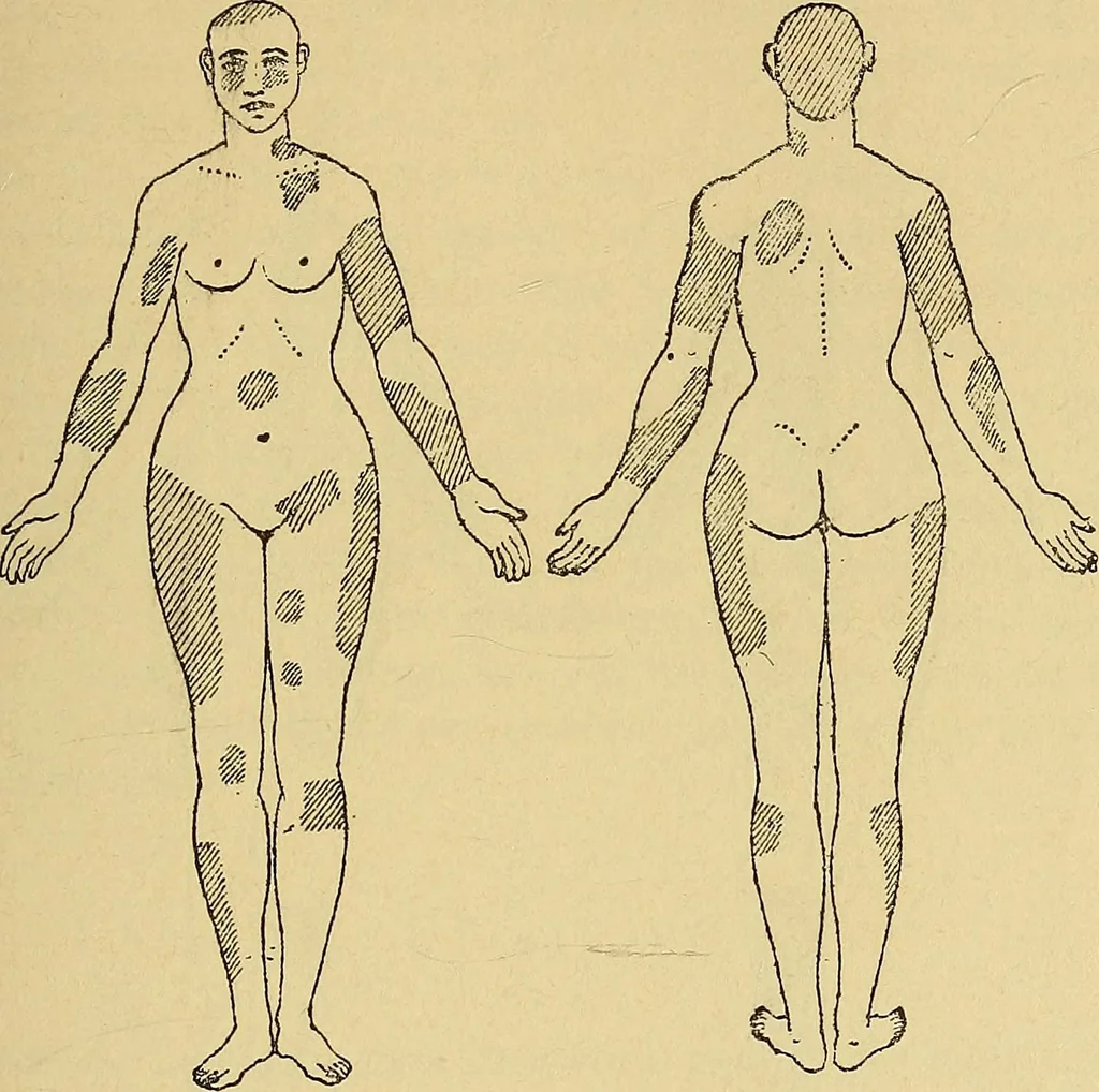 An illustration from Leçons cliniques sur l'hystérie et l'hypnotisme : faites à l'Hôpital Saint-André de Bordeaux, 1891, leaf 154