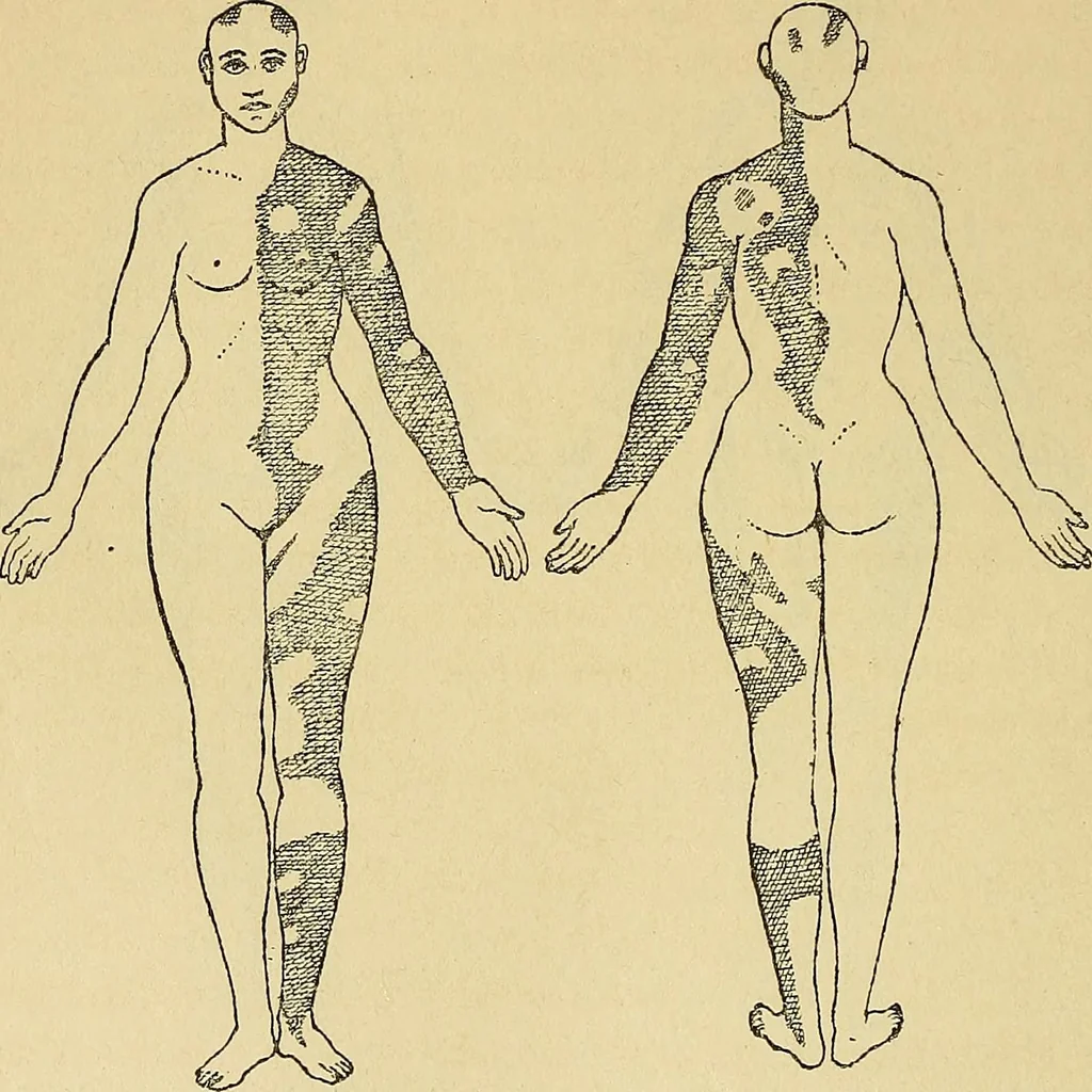 An illustration from Leçons cliniques sur l'hystérie et l'hypnotisme : faites à l'Hôpital Saint-André de Bordeaux, 1891, leaf 155