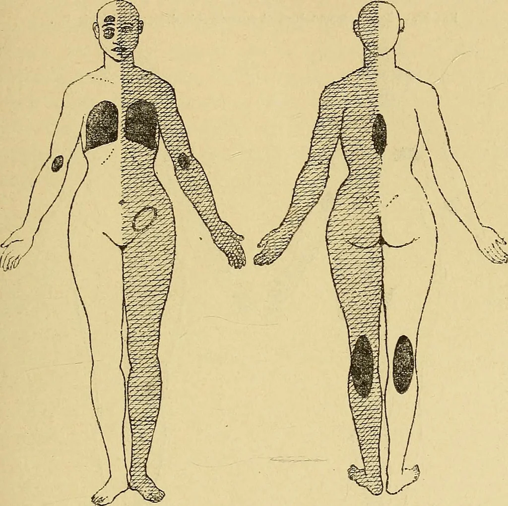 An illustration from Leçons cliniques sur l'hystérie et l'hypnotisme : faites à l'Hôpital Saint-André de Bordeaux, 1891, leaf 256
