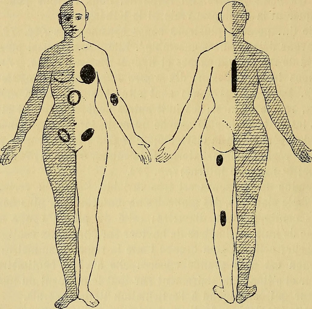An illustration from Leçons cliniques sur l'hystérie et l'hypnotisme : faites à l'Hôpital Saint-André de Bordeaux, 1891, leaf 115