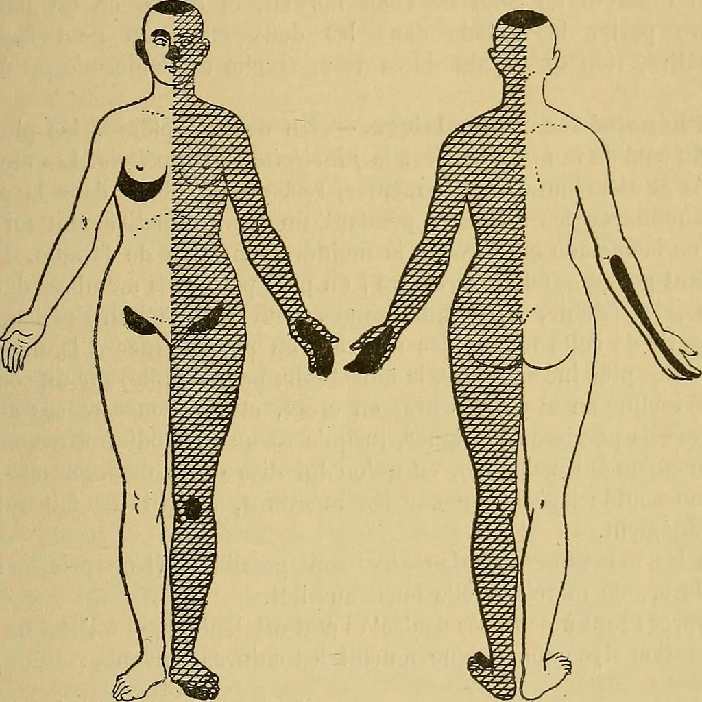 An illustration from Leçons cliniques sur l'hystérie et l'hypnotisme : faites à l'Hôpital Saint-André de Bordeaux, 1891, leaf 436