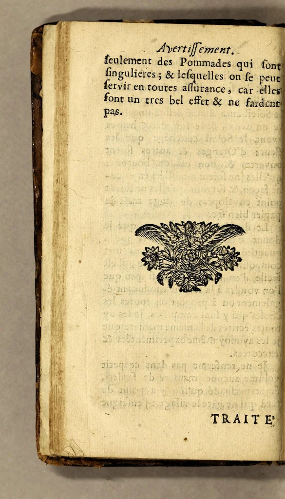 An illustration from Le parfumeur françois qui enseigne toutes les manieres de tirer les odeurs des fleurs, & à faire toutes sortes de composition de parfums. : Avec le secret de purger le tabac en poudre; & le parfumer de toutes sortes d'odeurs. Pour le divertissement de la noblesse, l'ut lité des personnes religieuses & necessaire aux baigneurs & perruquiers, 1698, leaf 50