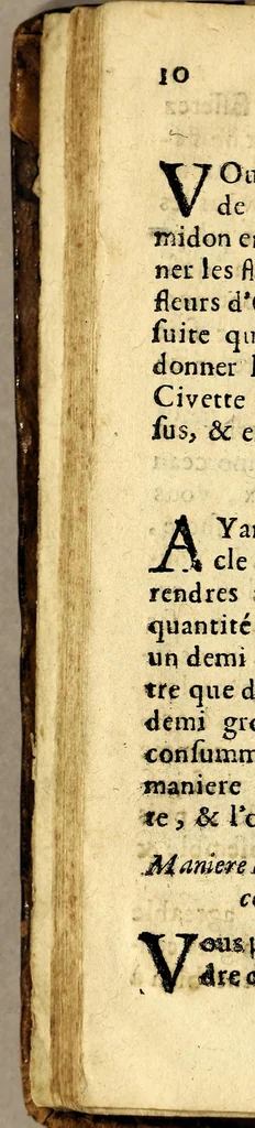 An illustration from Le parfumeur françois qui enseigne toutes les manieres de tirer les odeurs des fleurs, & à faire toutes sortes de composition de parfums. : Avec le secret de purger le tabac en poudre; & le parfumer de toutes sortes d'odeurs. Pour le divertissement de la noblesse, l'ut lité des personnes religieuses & necessaire aux baigneurs & perruquiers, 1698, leaf 62