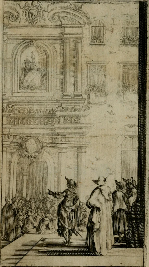 An illustration from Le pazzie de' savi, overo, Il Lambertaccio : poema tragicoeroicomico, 1641, leaf 283