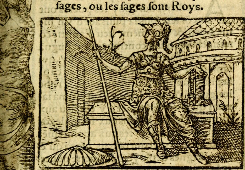 An illustration from Le pegme de Pierre Covstav, 1560, leaf 172