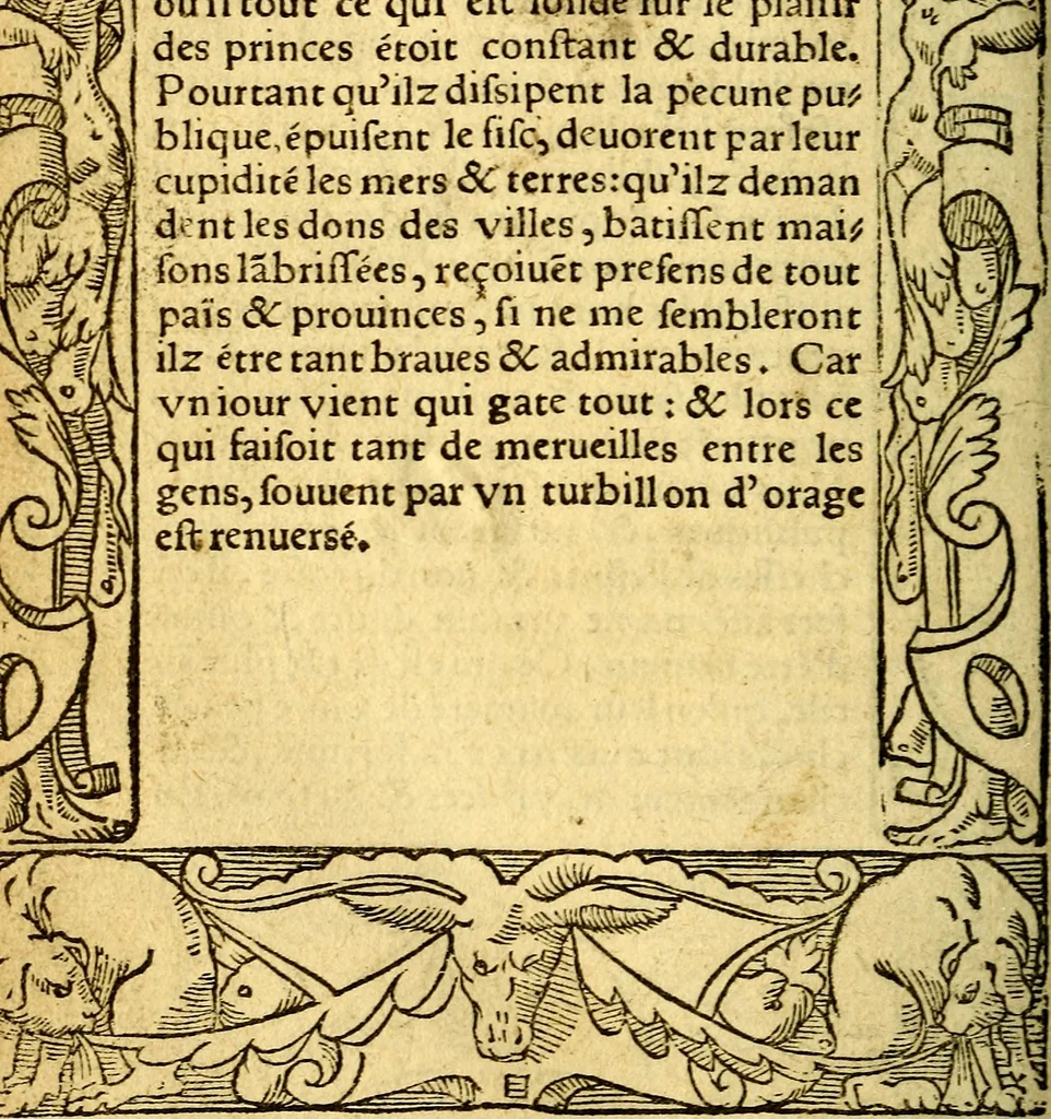 An illustration from Le pegme de Pierre Covstav, 1560, leaf 183