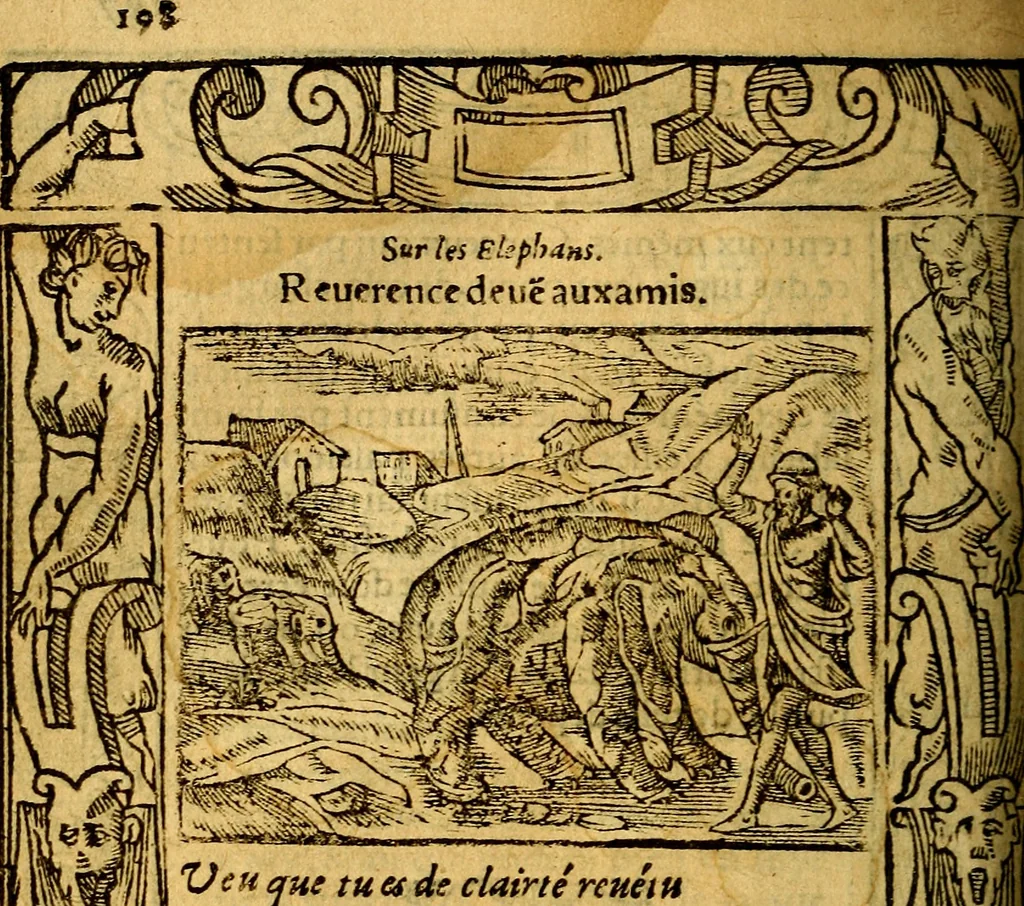 An illustration from Le pegme de Pierre Covstav, 1560, leaf 199