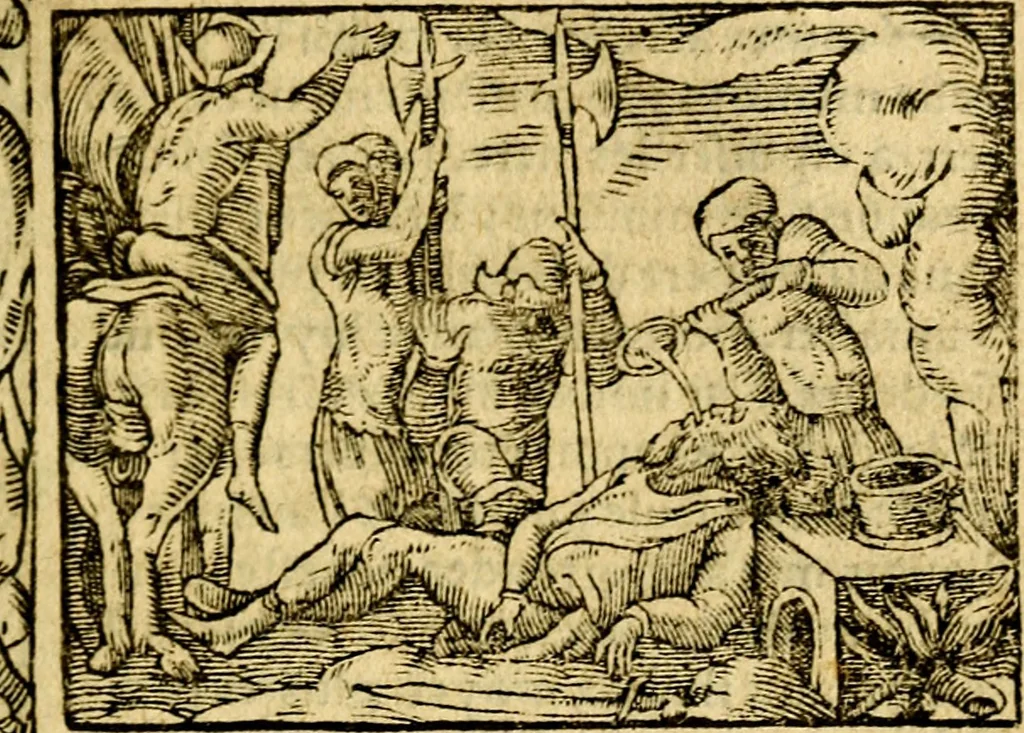 An illustration from Le pegme de Pierre Covstav, 1560, leaf 212