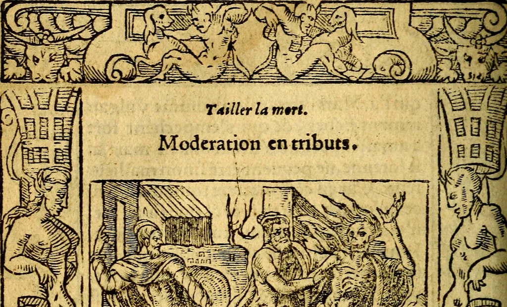 An illustration from Le pegme de Pierre Covstav, 1560, leaf 215