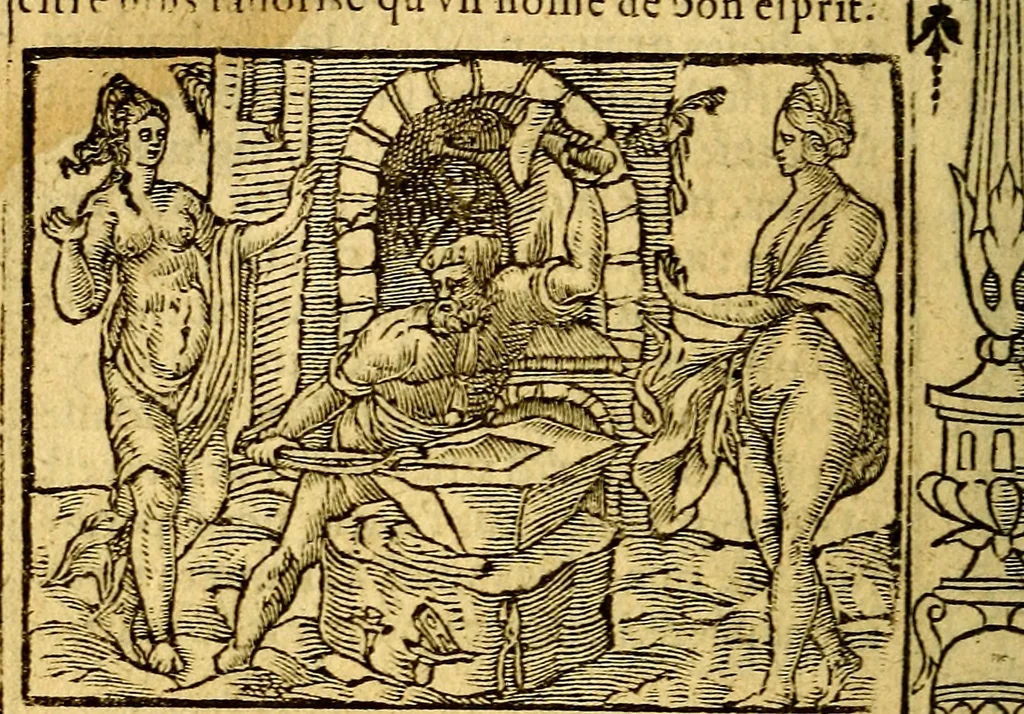 An illustration from Le pegme de Pierre Covstav, 1560, leaf 233
