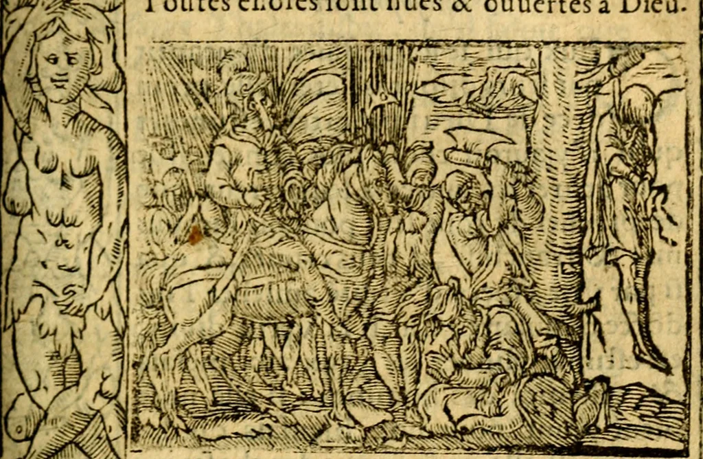 An illustration from Le pegme de Pierre Covstav, 1560, leaf 248