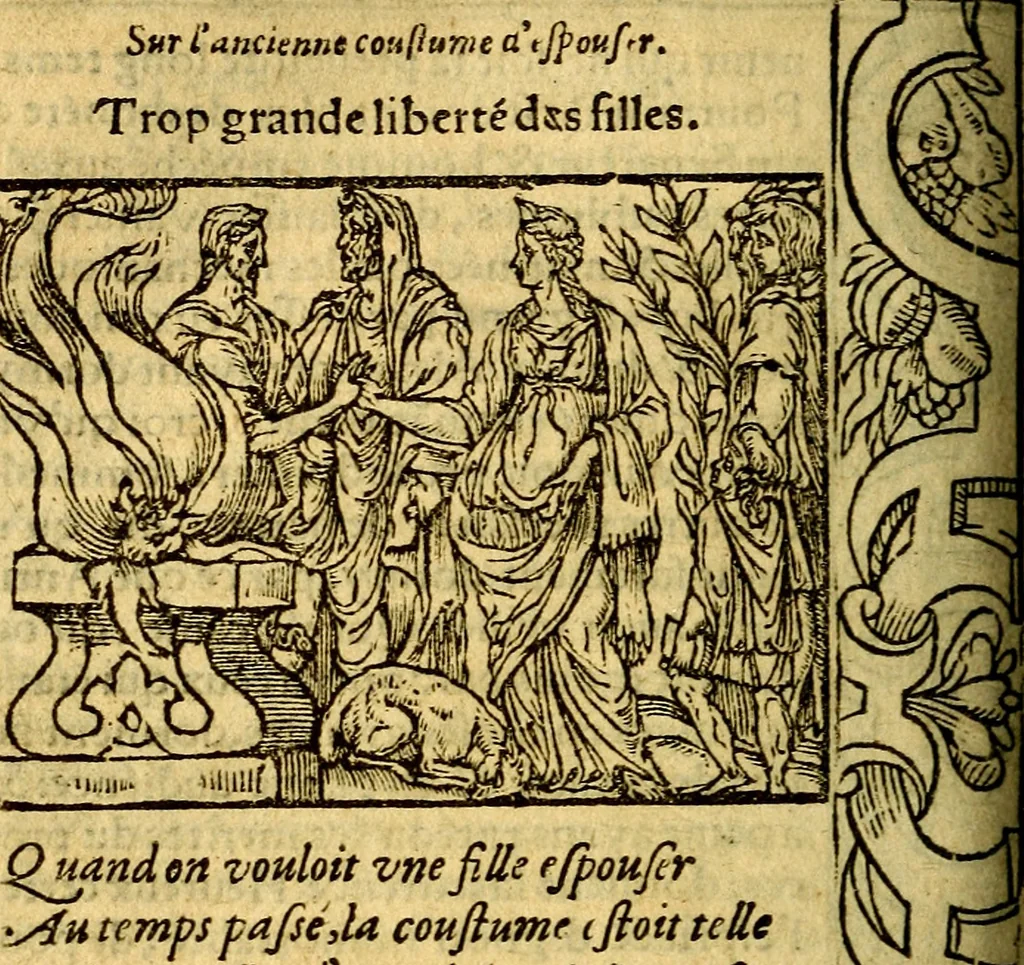 An illustration from Le pegme de Pierre Covstav, 1560, leaf 265