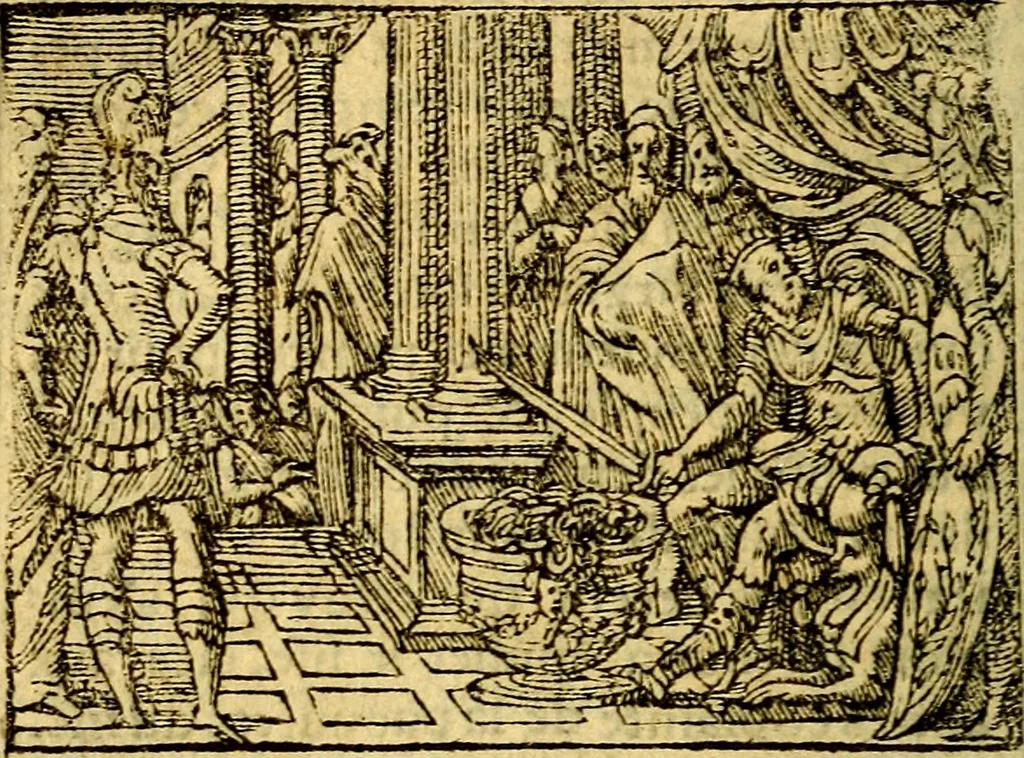 An illustration from Le pegme de Pierre Covstav, 1560, leaf 273