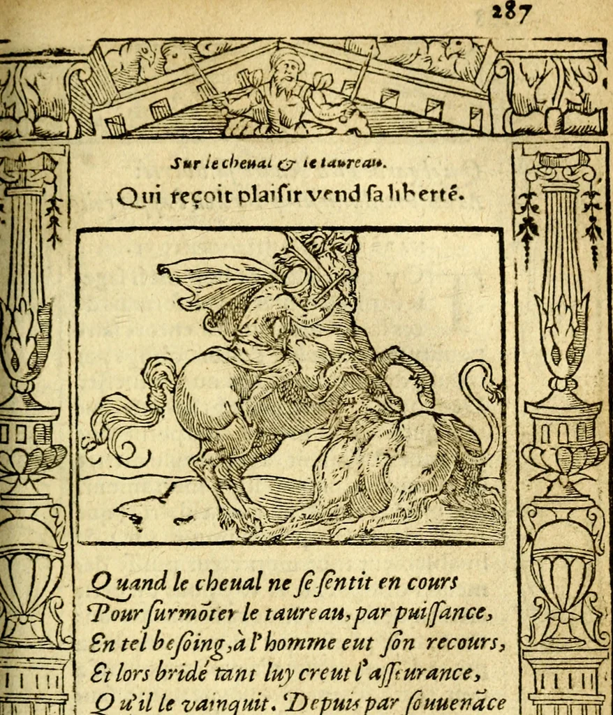 An illustration from Le pegme de Pierre Covstav, 1560, leaf 286